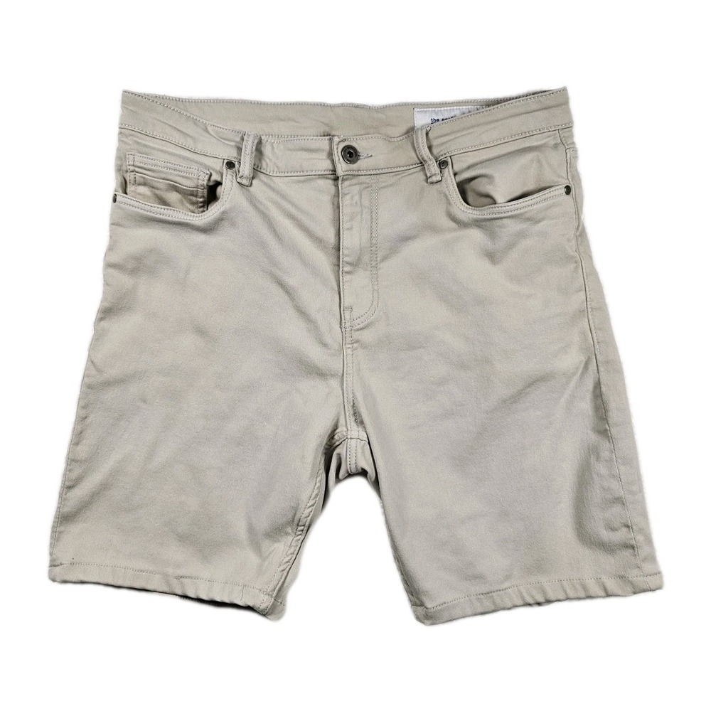 The Perfect Jean NYC Denkhaki Shorts Mens 34x8 Slim Thick Stretch Denim Khaki